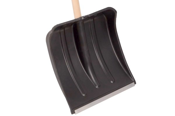 Лопата для уборки снега пластиковая (380х385х1420 мм), оцинк. планка, деревянный черенок